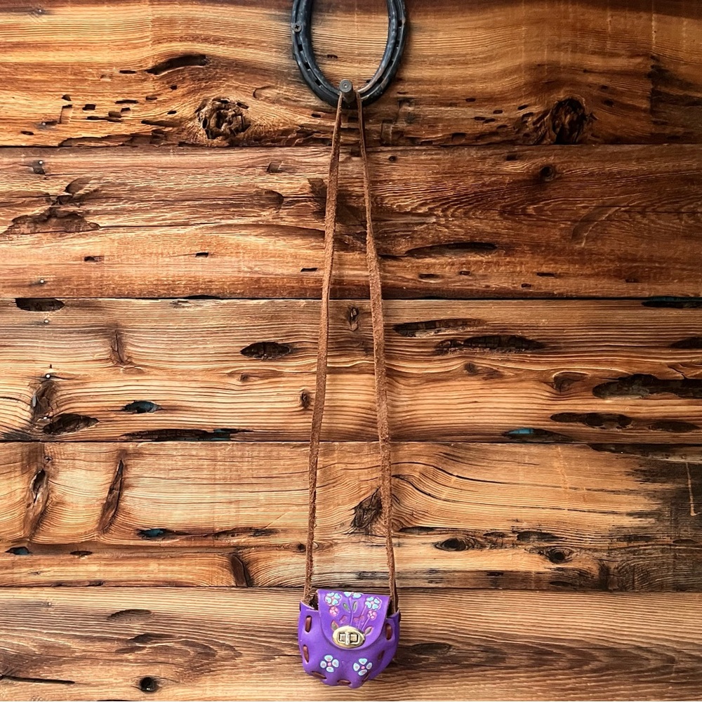 UNBRANDED | Purple Floral Mini Leather Crossbody Bag